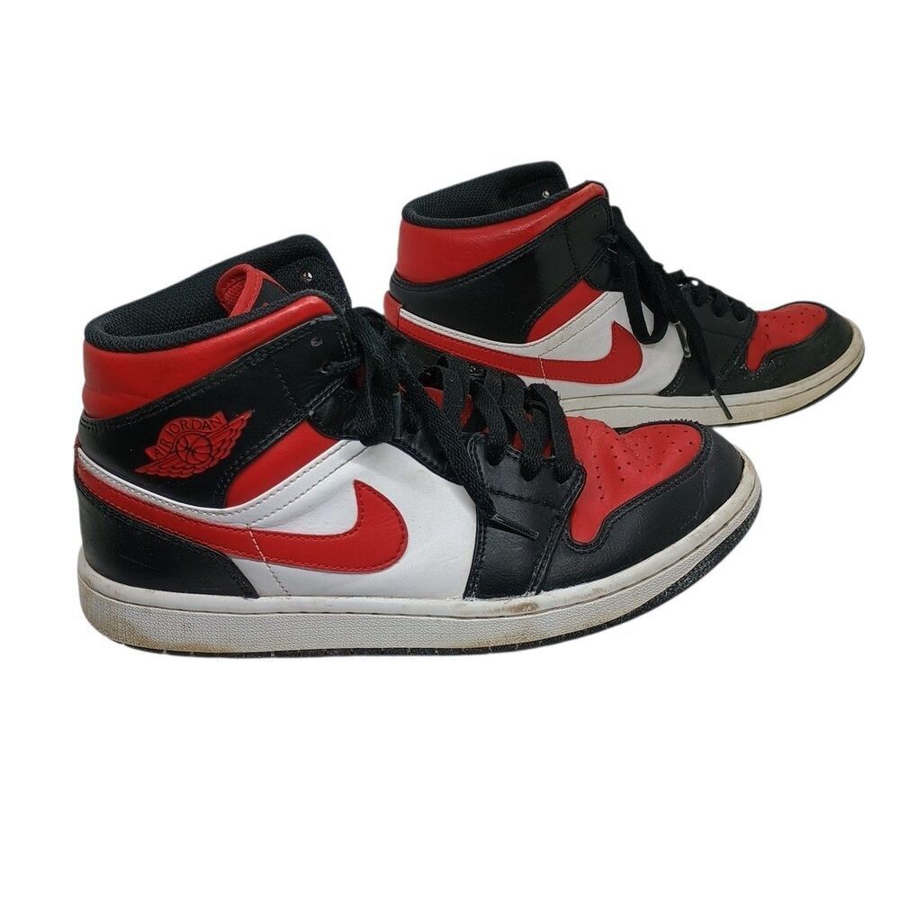 Nike Air Jordan Retro 1 Mid Gym Red Mens Black White Red Sz 8.5 Shoes 554724-079